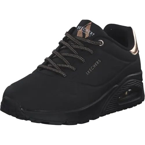 Skechers Damen UNO-Shimmer Away Sneakers, Schwarz, 38 EU - Damen-Sneaker mit glitzerndem Design, ideal für einen lässigen Look und hohen Tragekomfort ohne Riemen.
