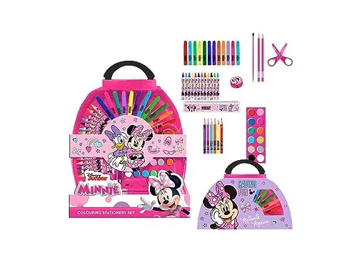 Minnie Mouse Malset 50-Teilig - Enthält Marker Stifte, Wasserfarben und Buntstifte - Mit Schere und Lineal - Original Produkt in Spanien Designed
