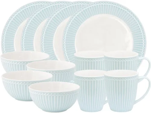 Greengate Frühstücks-Set Alice 12tlg in Pale Blue in blau von GreenGate