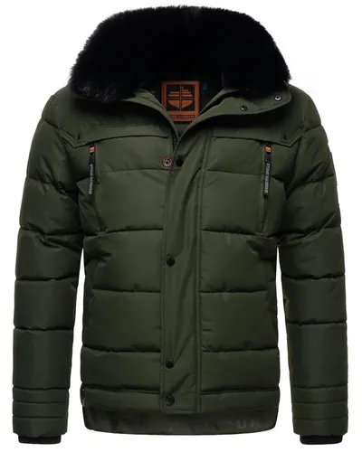 STONE HARBOUR Winterjacke Witaas Olive Gr. XXL - Funktionsjacke mit abnehmbarer Kapuze und Kunstfellkragen, wasser- und windabweisend, ideal für kalte Herbst- und Wintertage.