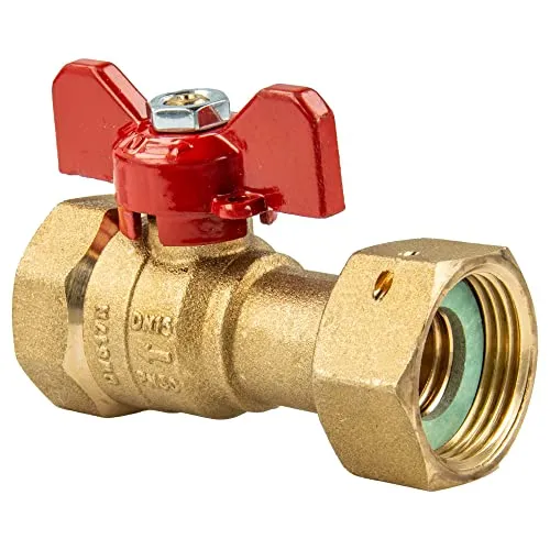 tecuro Kugelhahn mit Überwurfmutter Rp 1 Zoll x Innengewinde Rp 1 Zoll - Flügelgriff rot, MS CW617N blank