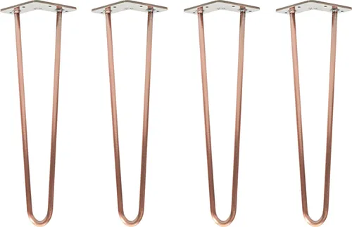 Natural Goods Berlin HAIRPIN Legs, Haarnadelbeine in Antik Roségold, 45 cm, 4 Stück - Ideal für DIY-Möbelprojekte: Diese stabilen 45 cm Haarnadelbeine aus robustem Rundstahl bieten vielseitige Einsatzmöglichkeiten für Tische und Hocker. In Antik Roségold für einen eleganten Look.