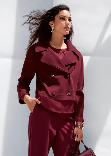 MADELEINE Kurzblazer Zweireihiger Kurzblazer mit Revers Unifarbenes Design mit breitem Revers und Knopfdetails
