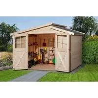 Weka Holz-Gartenhaus 323 mit versetztem Satteldach - Holz-Gartenhaus mit 7,48 m², breitem Eingang für einfachen Zugang, robuster Konstruktion und einfacher Montage - ideal zur Aufbewahrung von Gartenutensilien und Möbeln.