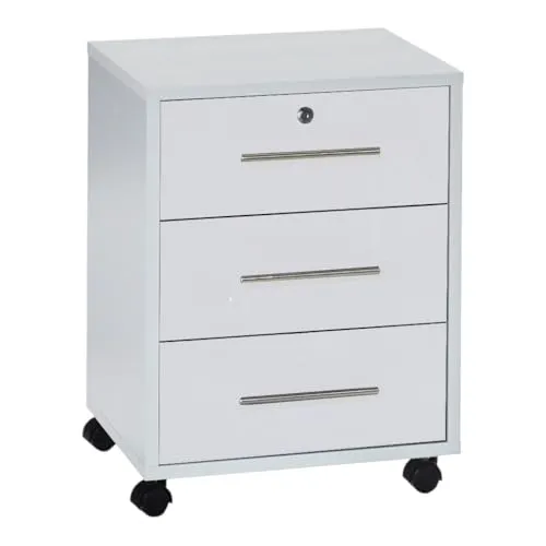 Rollcontainer TABOR - Mobiler Aktenschrank mit Schubladen - Der Rollcontainer TABOR überzeugt mit 3 Schubkästen, darunter ein abschließbarer Schubkasten. Ideal für Büro oder Arbeitszimmer, mit stabilen Metallgriffen und 4 Rollen für flexiblen Einsatz.