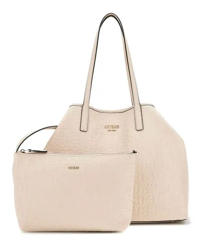 GUESS Damen Shopper Vikky II Stone - Stilvoll und Praktisch - Damen-Shopper mit Logomuster und abnehmbarer Utensilientasche, ideal für Alltag und besondere Anlässe. Maße: 41 x 31 x 17,5 cm.