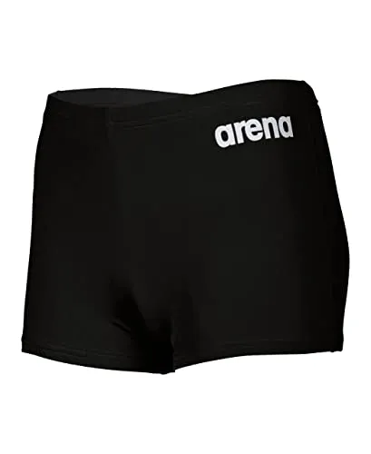 ARENA Jungen Boy's Team Swim Solid Badehosen Shorts, Black-white, 128 EU - Kinder-Bademode aus langlebigem MaxLife Eco-Gewebe, chlorbeständig und mit UV-Schutz UPF 50+, ideal für Wettkampf- und Freizeitschwimmer.