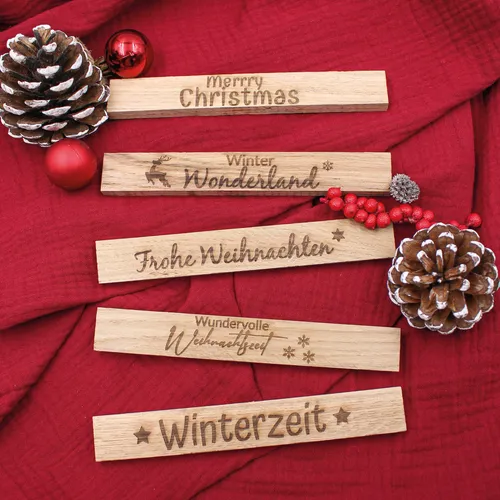 Stück Holzleisten Eiche je 22x8x160mm Bastelklötzchen mit Text 06 Weihnachten 5