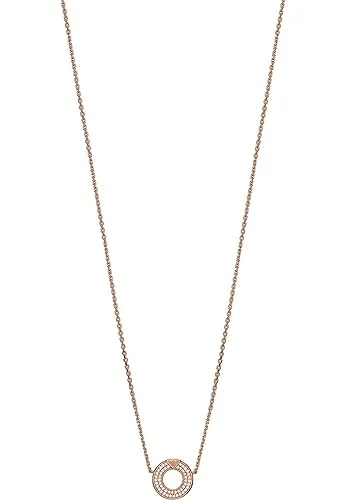 Emporio Armani Damen Halskette mit Sterling Silber Anhänger - Ketten für Damen, aus hochwertigem Sterlingsilber mit poliertem Finish, elegante roségoldfarbene Optik und verstellbare Länge für perfekten Tragekomfort.