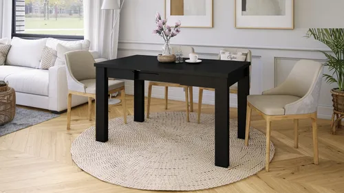 Design Esstisch Fonte ausziehbar 85 bis 130 cm - Schwarz - Praktischer und stilvoller Esstisch, der sich mühelos von 85 auf 130 cm verlängern lässt. Ideal für gesellige Runden und platzsparend im Alltag. Zerlegt geliefert, inkl. Aufbauanleitung.