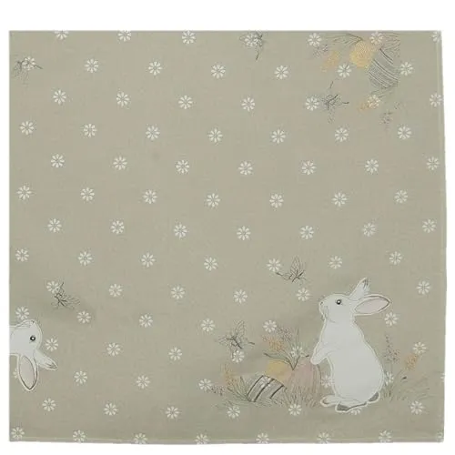 texpot Tischdecke 85 x 85 cm mit Stickerei weißer Osterhase Ostern Frühling