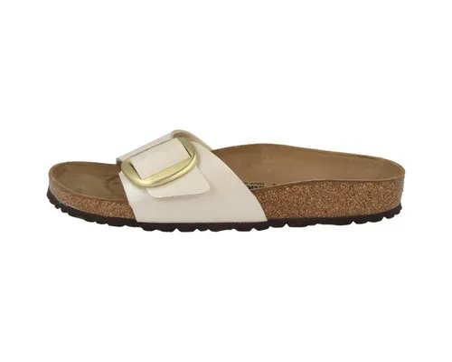 Birkenstock Damen Pantolette Madrid Big Buckle Weiß Gr. 37 - Zeitlose Damen Pantolette mit großem Schnallenverschluss für optimalen Halt. Das anatomisch geformte Kork-Fußbett sorgt für hohen Tragekomfort. Ideal für jeden Anlass!