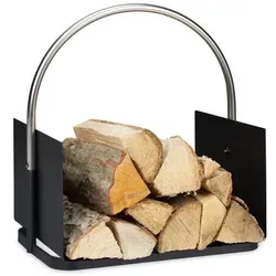 relaxdays Kaminholzkorb - Robuster Holzkorb für die Innenaufbewahrung von bis zu 10 kg Brennholz, aus hochwertigem Stahl gefertigt und ideal für gemütliche Abende am Kamin.