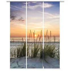 Home fashion Digitaldruck Schiebevorhang 3er Set - 3er Set blickdichter Flächenvorhänge, digital bedruckt, ideal für Fensterfronten von 150-180 cm, inkl. Zubehör für einfache Montage und waschbar bei 30°C.