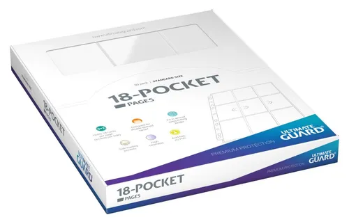 Ultimate Guard 18-Pocket Pages Side-Loading Weiß (50) - Sammelkartenalben mit seitlichem Karteneinschub, ideal zum Schutz und zur Aufbewahrung von Karten. Doppelt verstärkte Lochleiste, säurefrei und PVC-frei.