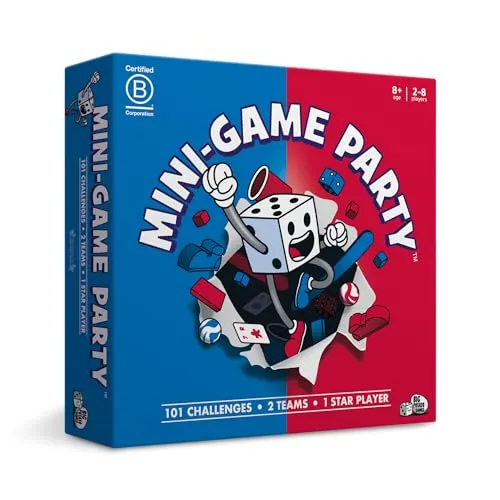【Mini Game Party】101 Minispiele 1 Star Spieler, Familien-Brettspiel für 2-8 Spieler, perfekt für Familienspielabend oder mit Freunden