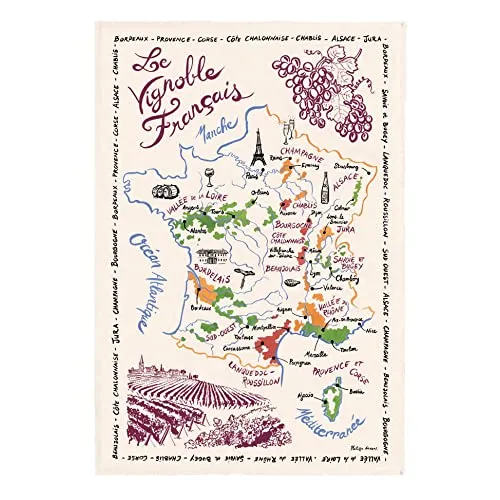 Produktbild Geschirrtuch La Carte Des Vins de France Écru 72 X 48 ekrü 72 x 48 cm Winkler