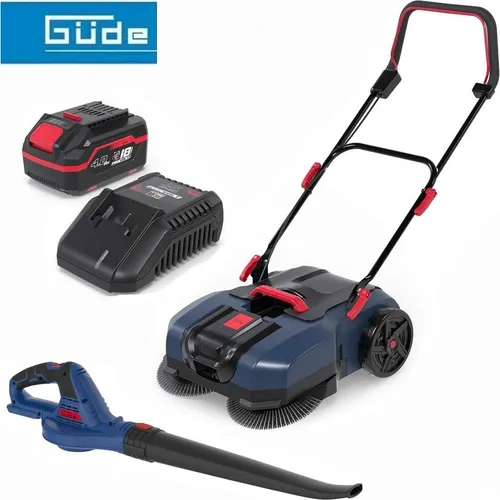 Güde Akku Kehrmaschine GKM 18 + Laubbläse BL 18 + Akku 4.0 Ah, Ladegerät