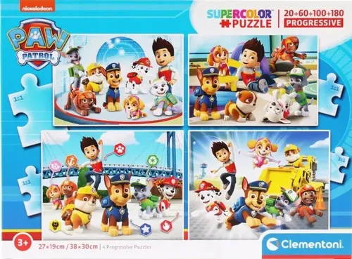 Puzzle 4w1. Super color. Psi Patrol Clementoni 8005125214129