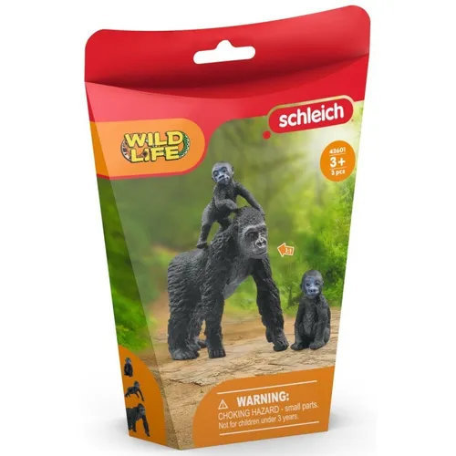 schleich 42601 Flachland Gorilla Familie - Detailgetreue Spielfigur für Kinder ab 3 Jahren, fördert Fantasie und kreatives Spielen