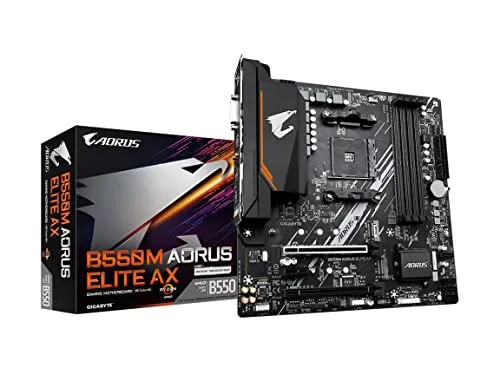 B550M AORUS ELITE AX Mainboard - AMD B550, Micro-ATX mit Wi-Fi 6E und Bluetooth für schnelle Netzwerkverbindungen