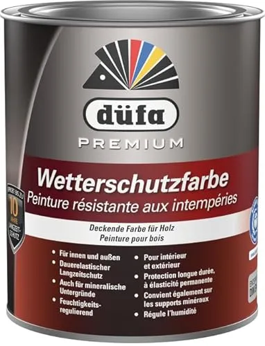 Düfa Premium Wetterschutzfarbe MOOSGRÜN 750ml - Lack für Holz mit hervorragendem Dauerschutz, ideal für Außenanwendungen und wetterfeste Ergebnisse.