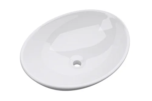 Mai & Mai Waschbecken Aufsatzwaschbecken Brüssel205 - Elegantes ovales Aufsatzwaschbecken aus Keramik mit Nano-Versiegelung in glänzendem Weiß, ideal für moderne Badezimmer. Einfache Montage und pflegeleicht!