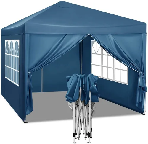 Woltu Faltpavillon 3x3 m mit 4 Seitenteilen - Faltpavillon für Garten, Terrasse und Camping, aus robustem 210D Oxford-Gewebe mit einfacher Selbstmontage und 4 Seitenteilen für optimalen Schutz.