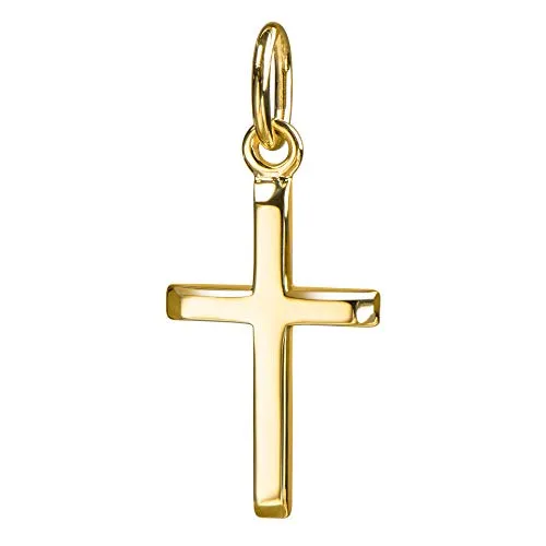 JEVELION Anhänger-Kreuz Goldkreuz für Damen, Herren und Kinder mit abgeflachten Kanten als Kettenanhänger 333 Gold 8 Karat mit Schmuck-Etui