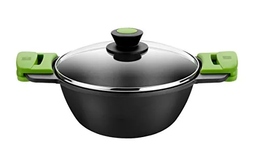 BRA Prior Konkaver Kochtopf 28 cm aus Aluminiumguss, Schwarz