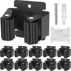 Hejo 10 Stück Gerätehalter Wandhalterung für Besen Wischmopp Schwarz - Praktische Gerätehalter für Wandmontage, ideal zur platzsparenden Aufbewahrung von Besen und Wischmopps.