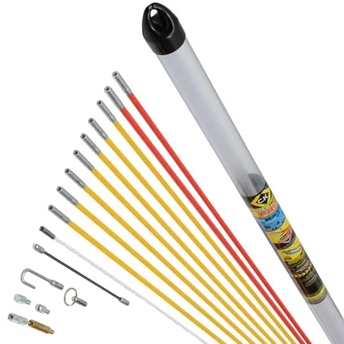 MightyRod PRO Kabeleinziehstangen-Set 10m - Elektrische Kabel & Leitungen - Extrem zugfeste und flexible Einziehstangen mit 4 Biegsamkeitsstufen, ideal für enge und verwinkelte Bereiche.