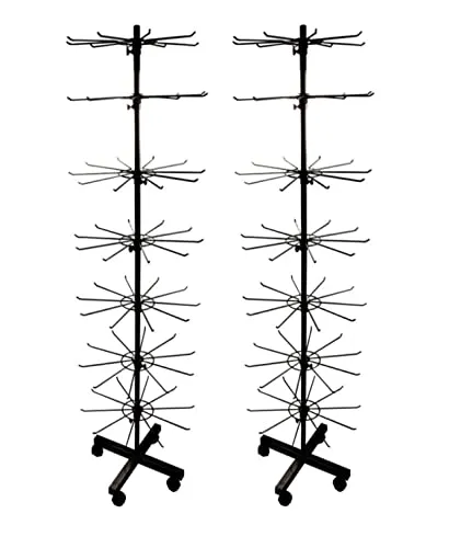 BAYLI Schmuckständer 2er Set - Drehbarer Verkaufsständer 155cm - Schmuckständer für perfekte Produktpräsentation: 155cm hoch mit 7 Etagen und 70 Haken, drehbar und rollbar für flexible Platzierung im Einzelhandel.