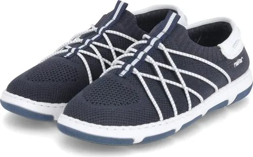 Rieker Damen 42450 Slipper, Blau, 43 EU - Slipper & Mokassins für Damen, mit extraweiter Passform und auswechselbarer Einlegesohle für optimalen Komfort
