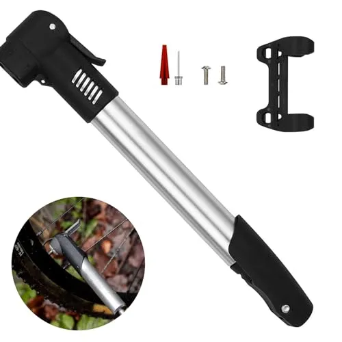 Mini Fahrradpumpe Kleine Handpumpe Kompakte Fahrradpumpe Alloy Minipump Kleine Tragbare Handpumpe Leichte Bicycle Pump Universelle Presta- und Schrader-Ventile, für Mountainbike Rennrad