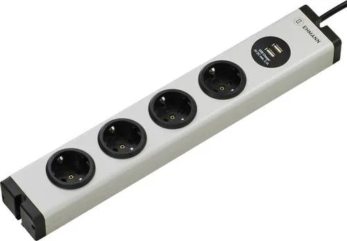Ehmann 0600c0a052031 Steckdosenleiste 4-fach Grau - Steckdosen & Zubehör, 4-fach Steckdosenleiste mit 1,5 m Kabellänge für flexible Nutzung und optimalen Schutz Ihrer Geräte.
