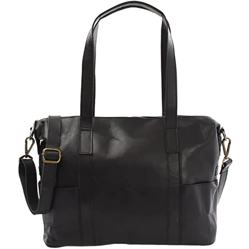 LECONI Schultertasche Shopper Henkeltasche Damen Handtasche aus Leder - Elegante Schultertasche aus weichem Büffelleder mit praktischem Reißverschluss und verstellbarem Trageriemen - ideal für stilbewusste Frauen.