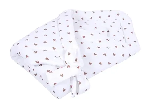 Babylux Einschlagdecke Musselin BABYHÖRNCHEN 75 x 75 cm cm Baby Neugeborene Erstaussttatung Umschlagdecke (D3 Herzen Braun)