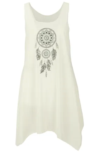Minikleid mit Ethnodruck - creme / Traumfänger