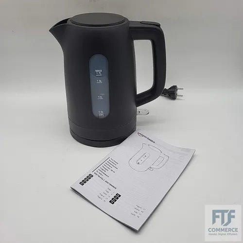 Amazon Basics Wasserkocher 1,7L, 2200 W, BPA-frei mit 360° Basis, Automatische A