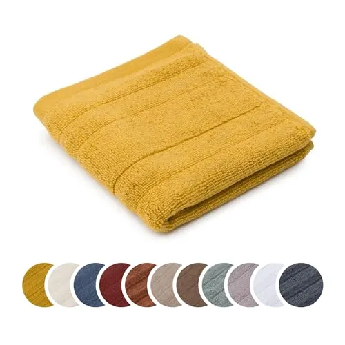 liebling Seiftuch Luxus Bio Baumwolle, Serie Marseille, 770 gr. / m², 30 x 30 cm, Ökotex, 60 Grad, saugstark, schnelltrocknend, Farbe: senf