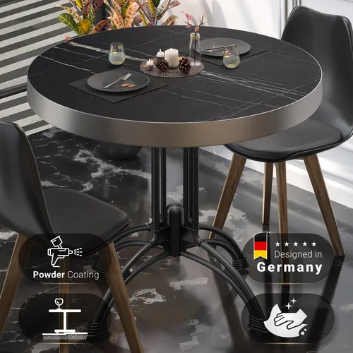 BMLG Bistro Tisch Ø 60 cm | Edelstahl Rand | Schwarz Marmor - Der BMLG Bistro Tisch mit Ø 60 cm kombiniert elegantes Design und Robustheit. Ideal für den Außenbereich, witterungsbeständig und hitzeunempfindlich – perfekt für entspannte Stunden im Garten oder die Gastronomie.