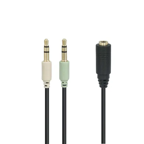Goobay 48980 Audio-Adapter für Apple iPhone, 0.4 m, Schwarz - verbindet ein iPhone-Stereo-Headset (3,5 mm Klinkenstecker, 4-pol.) mit einem PC oder Notebook