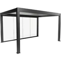 Biohort Glasschiebewand Klarglas 4,5 m Dunkelgrau-Metallic - Stabile Glasschiebewand für windgeschützte Bereiche, aus bruchsicherem ESG-Glas. Leichtgängige Rollenlagerung sorgt für müheloses Verschieben. Ideal für einen offenen Ausblick und eleganten Abschluss.