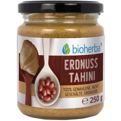 Erdnuss-Tahini 100% gemahlene, nicht geschälte Kerne 250g von Bioherba