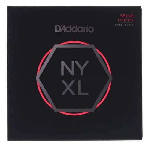 D'Addario E Bass Gitarrensaiten NYXL55110 - Stärke 55-110 - Elektrogitarren-Saiten mit vernickeltem Stahl für harmonische Klänge und verbesserte Stimmstabilität. Ideal für Bässe mit einer Mensur von bis zu 92,1 cm.