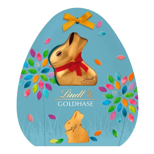 Lindt Oster Präsent mit 7 Osterhasen & 9 Ostereier Pralinen - Genießen Sie die feine Schokolade in diesem festlichen Präsent, ideal für Ostern. Perfekt zum Verschenken oder selbst genießen!