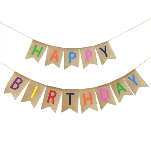 Happy Birthday Girlande, Geburtstag Leinenbanner, Geburtstagsdeko, Girlande geburtstag, Geburtstagsparty Dekoration für Babyparty und Erwachsene.