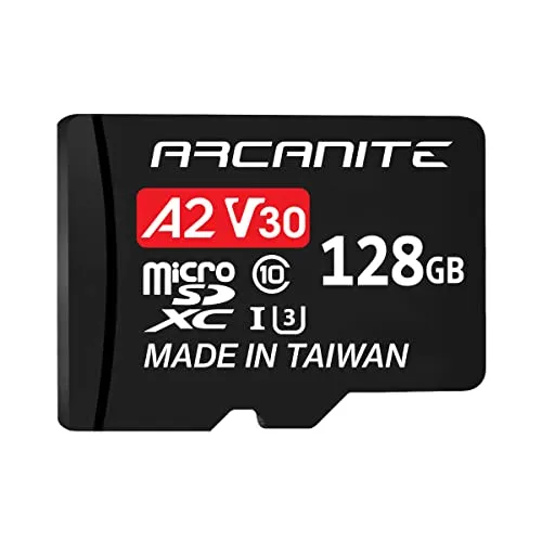 ARCANITE 128 GB microSDXC-Speicherkarte mit Adapter - A2, UHS-I U3, V30, 4K, C10, MicroSD, Lesegeschwindigkeit von bis zu 95 MB/s