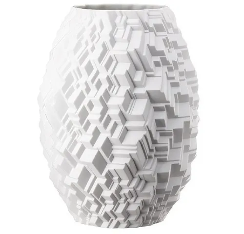 Rosenthal Phi City Vase 28 cm - Elegante Porzellanvase von Rosenthal, 28 cm hoch, ideal für kreative Blumenarrangements und beeindruckende Licht- und Schattenspiele.